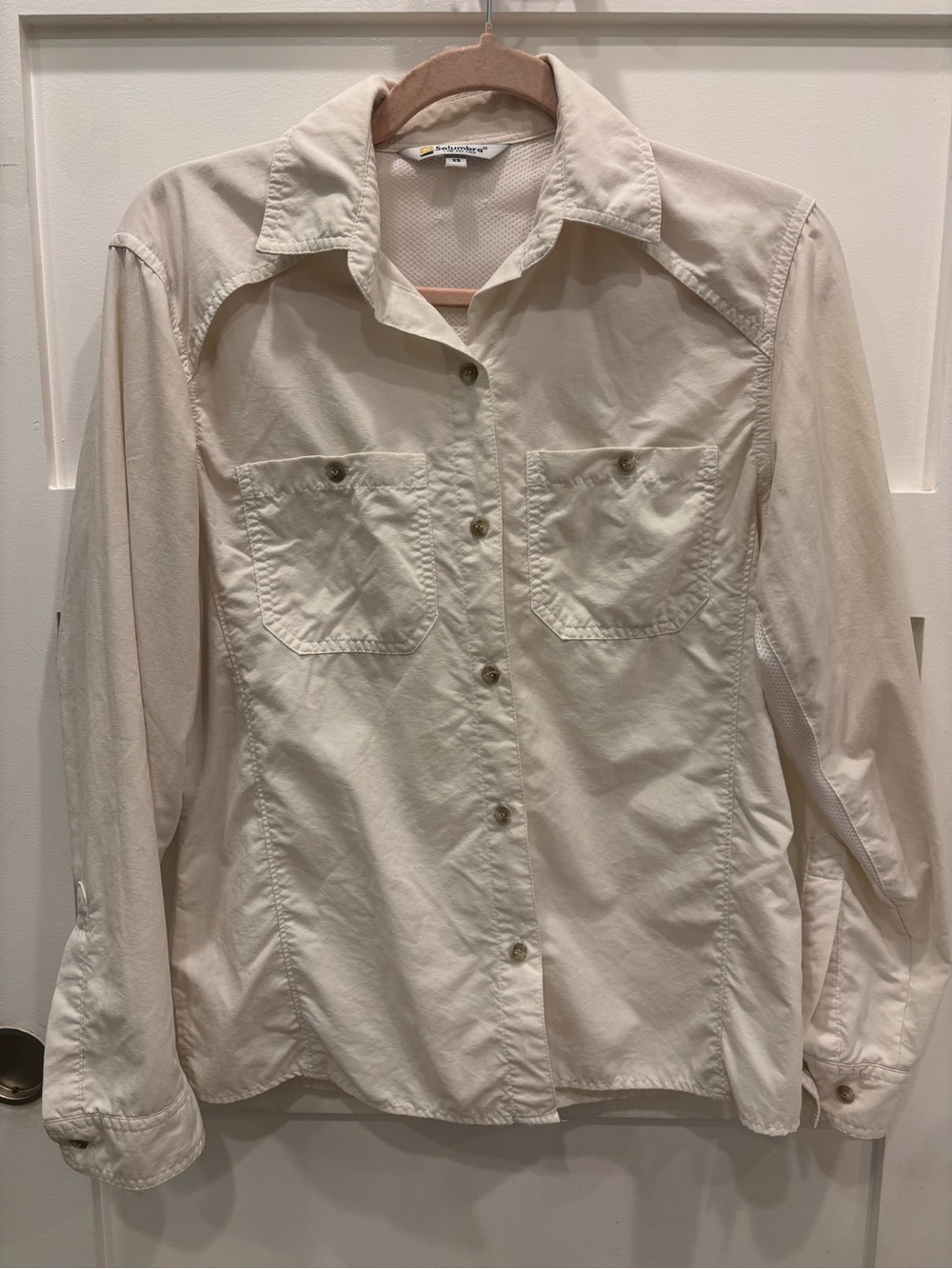 Solumbra Women's Cream Button-Front Shirt Sun Protection